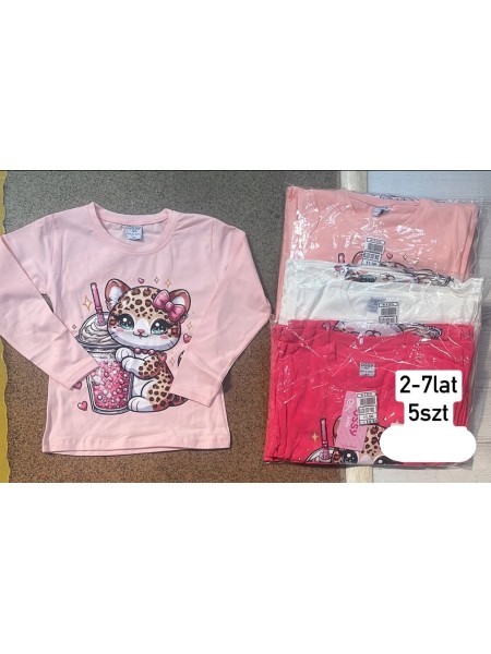 Bluzki  DZIECIĘCA ,size 2-7 lat,paczka 5szt,1kolor