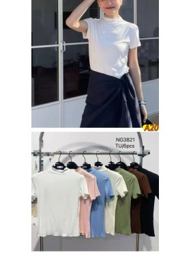 Bluzki damskie wlolskie,size uni ,paczka 6szt, mix kolor