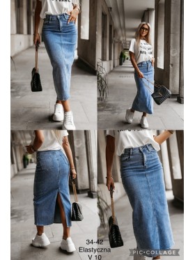 Spódnica długa jeansowa damska , size 34-42 paczka 10szt,