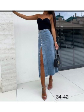 Spódnica długa jeansowa damska , size 34-42 paczka 10szt,