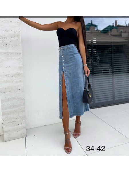 Spódnica długa jeansowa damska , size 34-42 paczka 10szt,
