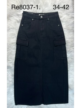 Spódnica długa jeansowa damska , size 34-42 paczka 10szt,