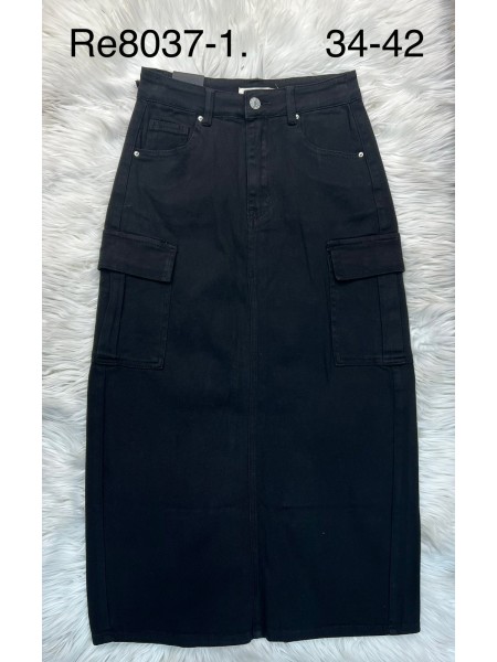 Spódnica długa jeansowa damska , size 34-42 paczka 10szt,