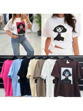 Bluzki damskie wlolskie,size uni ,paczka 6szt, mix kolor