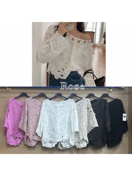 Bluzki damskie wlolskie,size uni ,paczka 6szt, mix kolor