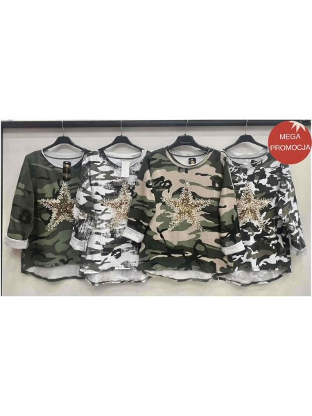 Bluzki damskie Włoskie , Size uni,paczka 6szt,mix kolor