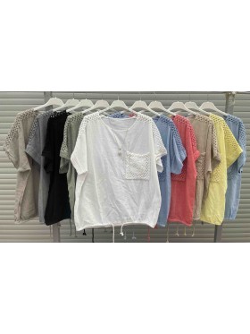 Bluzki damskie Włoskie , Size uni,paczka 6szt,mix kolor