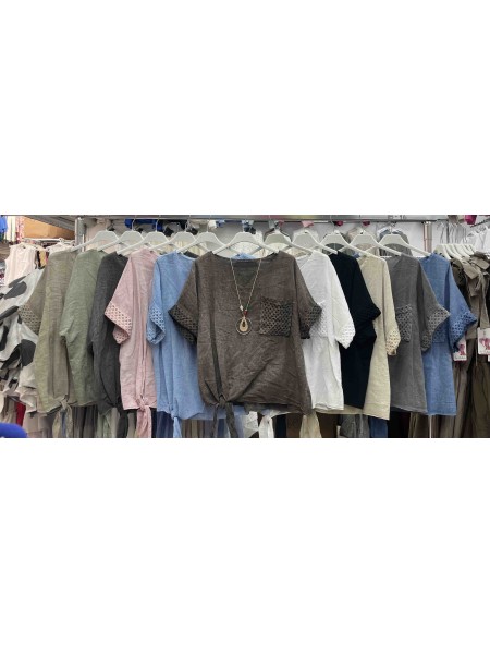 Bluzki damskie Włoskie , Size uni,paczka 6szt,mix kolor