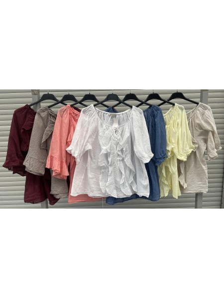 Bluzki damskie Włoskie , Size uni,paczka 6szt,mix kolor