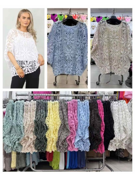 Bluzki   damskie wloskie , Size uni,paczka 6szt,mix kolor