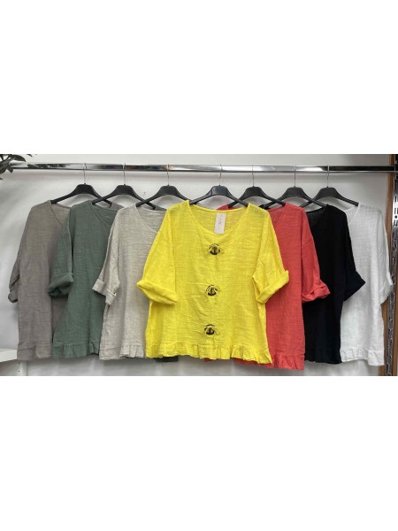 Bluzki damskie Włoskie , Size uni,paczka 6szt,mix kolor