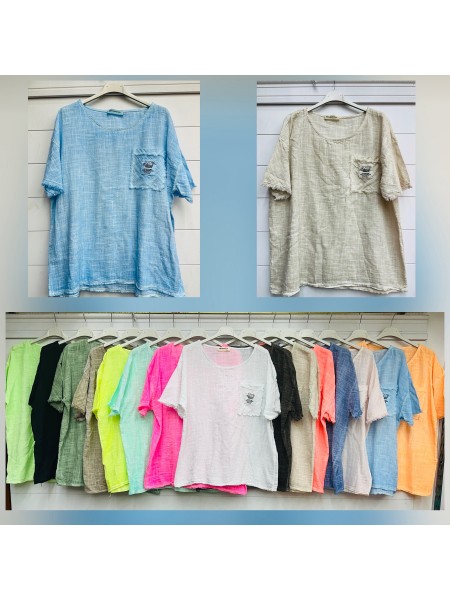 Bluzki damskie wloskie, Size uni,paczka 6szt,mix kolor