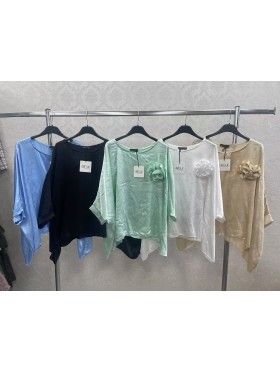 Bluzki damskie wloskie, Size uni,paczka 6szt,mix kolor