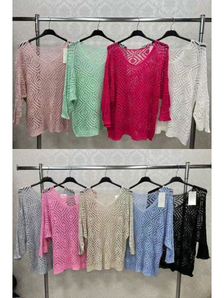 Bluzki damskie wloskie, Size uni,paczka 6szt,mix kolor