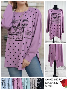 Bluzki damskie , Size 3-6xl, paczka 12szt ,mix kolor