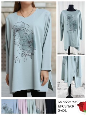 Bluzki damskie , Size 3-6xl, paczka 12szt ,mix kolor