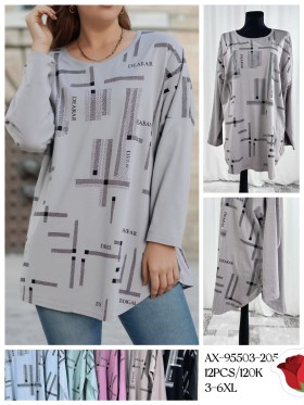 Bluzki damskie , Size 3-6xl, paczka 12szt ,mix kolor