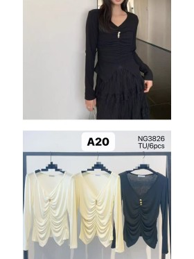 Bluzki damskie wloskie , Size uni,paczka 6szt,mix kolor