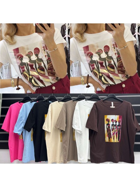 Bluzki damskie wloskie , Size uni,paczka 6szt,mix kolor