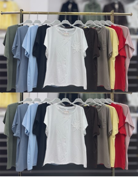 Bluzki damskie wloskie , Size uni,paczka 6szt,mix kolor
