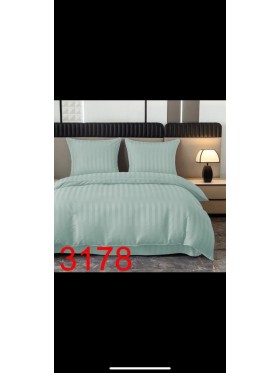 Komplet Posciel adamaszkowa pasy z lamówką 90% bawełna , 3częściowy :200/220cm