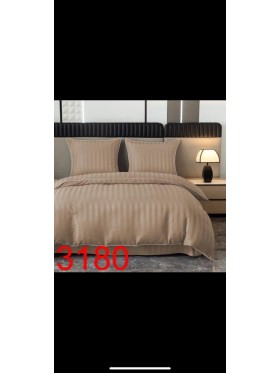 Komplet Posciel adamaszkowa pasy z lamówką 90% bawełna , 3częściowy :200/220cm