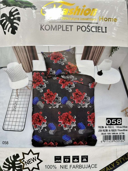 Komplet pościeli 100% satyna - bawełna 2 Częściowy Rozmiar : 140/200