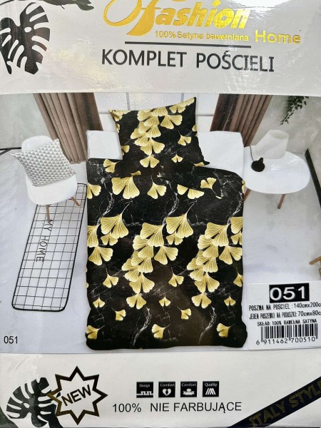 Komplet pościeli 100% satyna - bawełna 2 Częściowy Rozmiar : 140/200