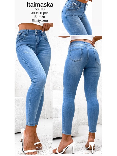 Spodnie Jeansy damskie ,Size xs-xl.paczka 12szt,