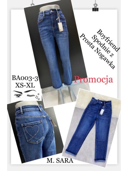 Spodnie Jeansy damskie  M'sara,Size xs-xl.paczka 10szt,