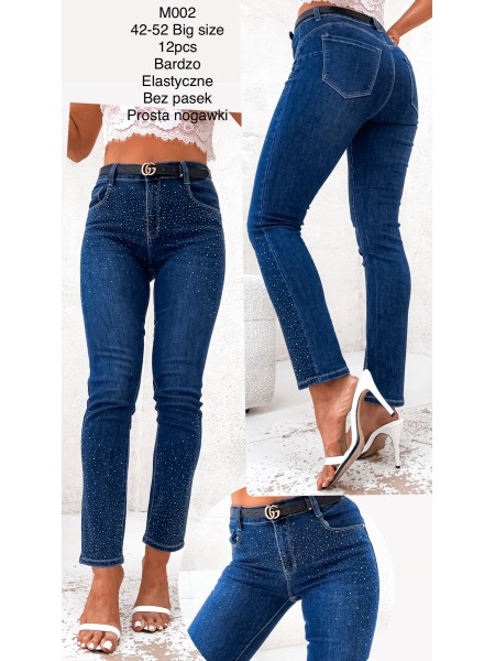 Spodnie Jeansy  damskie  , BigSize 42-52, paczka 12szt,