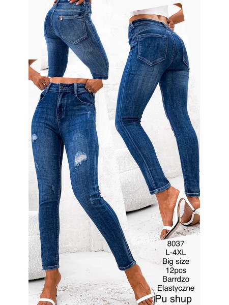 Spodnie Jeansy  damskie  , SBigize l-4XL, paczka 12szt,