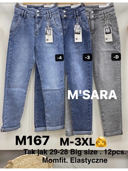 Spodnie Jeansy  damskie  M'sara , Size M-3XL, paczka 12szt,