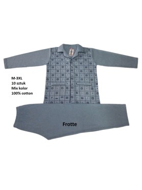 Piżama męska ocieplana Frotte M-3XL , 100% Bawełna, paczka 10szt mix kolor