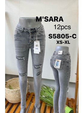 Spodnie Jeansy damskie M'sara, Size xs-xl.paczka 12szt,