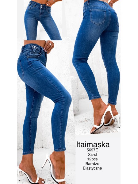 Spodnie Jeansy damskie , Size xs-xl.paczka 12szt,