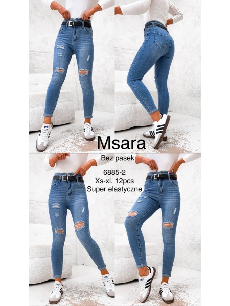 Spodnie Jeansy damskie M'sara, Size xs-xl.paczka 12szt,