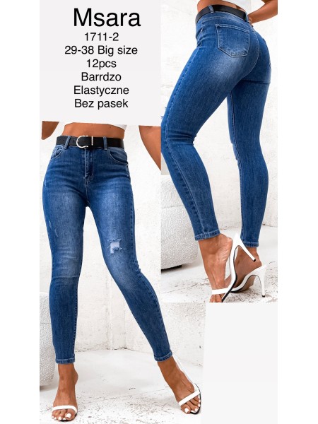 Spodnie  Jeansy damskie M'sara  ,Size 29-38.paczka 12szt,