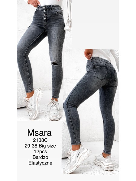 Spodnie  Jeansy damskie M'sara  ,Size 29-38.paczka 12szt,