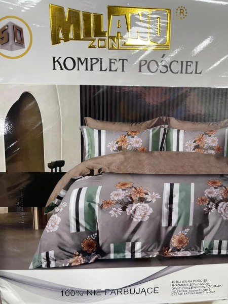 Komplet pościeli 100% satyna - bawełna 3 Częściowy Rozmiar : 200/220