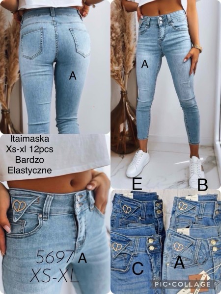 Spodnie Jeansy damskie ,Size xs-xl.paczka 12szt,