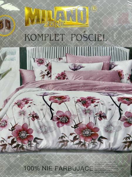 Komplet pościeli 100% satyna - bawełna 4 Częściowy Rozmiar :200/220cm