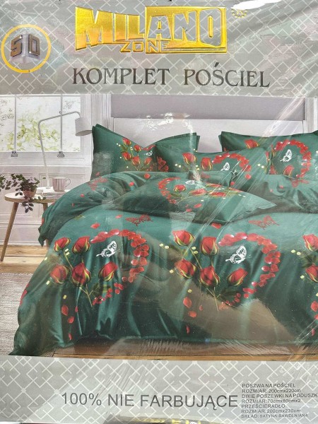 Komplet pościeli 100% satyna - bawełna 4 Częściowy Rozmiar :200/220cm