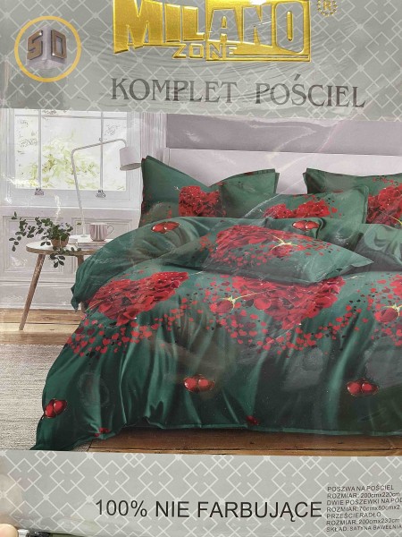 Komplet pościeli 100% satyna - bawełna 4 Częściowy Rozmiar :200/220cm