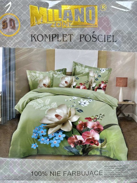 Komplet pościeli 100% satyna - bawełna 4 Częściowy Rozmiar :200/220cm