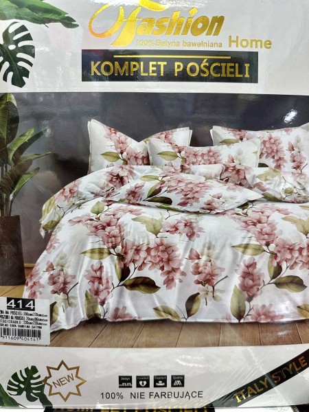 Komplet pościeli 100% satyna - bawełna 4 Częściowy Rozmiar :200/220cm