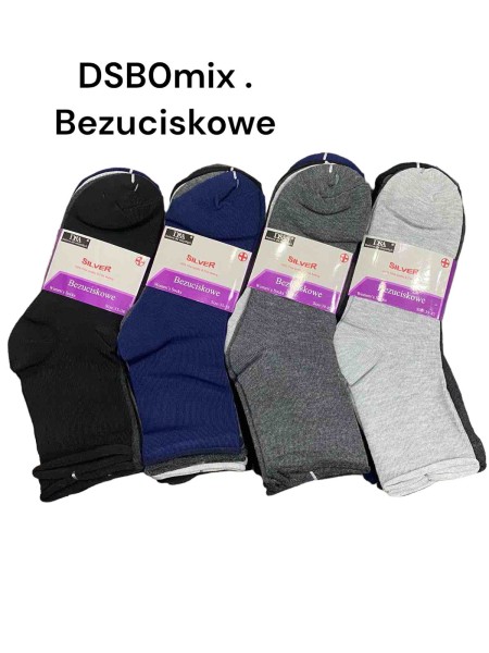Skarpetki bezuciskowe damskie: rozm 35-42, paczka 40para, mix kolor