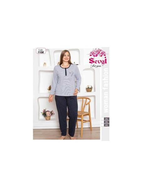 PIŻAMA DAMSKA TURECKA. SIZE 2XL-4XL (3SZT/PACZKA) KOLOR JAK NA ZDZIĘCIU