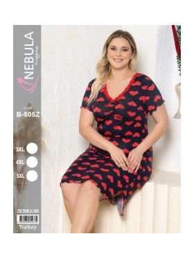 KOSZULA NOCNA WISKOZA TURECKA. SIZE: 3XL-5XL ( 3 SZT/PACZKA ) KOLOR JAK NA ZDZIĘCIU