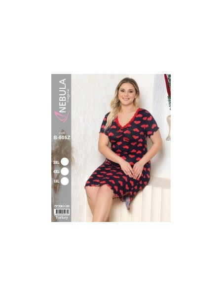 KOSZULA NOCNA WISKOZA TURECKA. SIZE: 3XL-5XL ( 3 SZT/PACZKA ) KOLOR JAK NA ZDZIĘCIU
